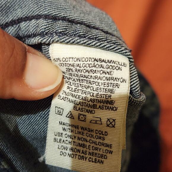 Free People Sz 4 Geometric Boho Mini Skirt Dark Blue & Green Denim Stretch - Picture 6 of 9